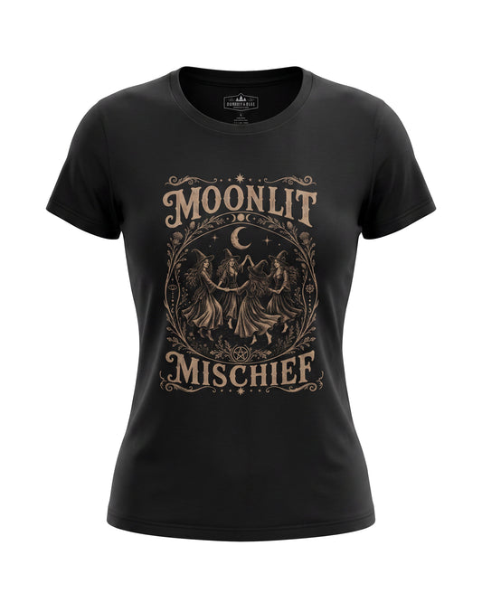 Moonlit Mischief T-Shirt | Vintage Witch Coven Graphic Tee