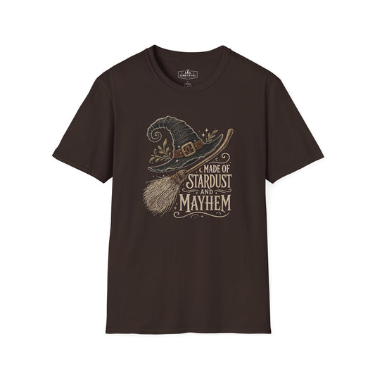 Made of Stardust and Mayhem | Vintage Witch Hat & Broom Graphic Shirt