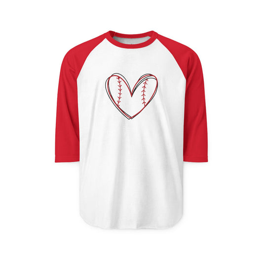 Baseball Heart Raglan Shirt | Baseball Mom 3/4 Sleeve Baseball Tee