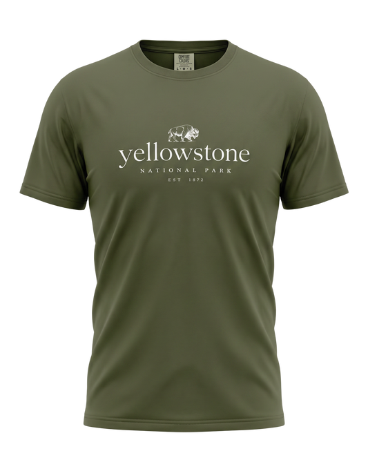 Yellowstone National Park Bison Logo Comfort Colors T-Shirt | Minimalist Park Tee