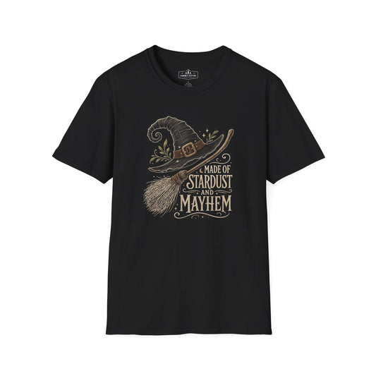 Made of Stardust and Mayhem | Vintage Witch Hat & Broom Graphic Shirt