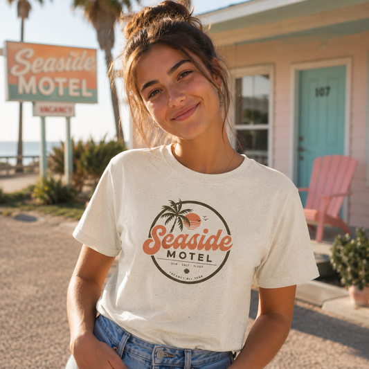 Seaside Motel T-Shirt | Vintage Coastal Sunset Beach Graphic Tee