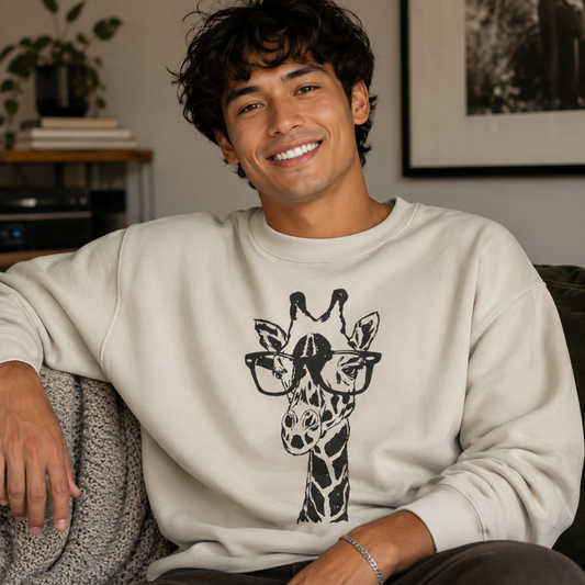 Cool Giraffe with Glasses | Funny Animal Crewneck Sweatshirt