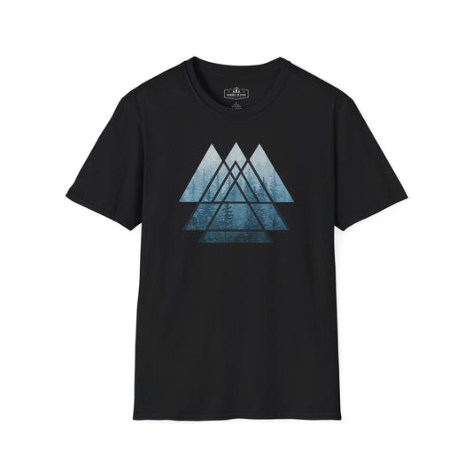 Geometric Mountain Forest T-Shirt | Modern Woodland Graphic Tee