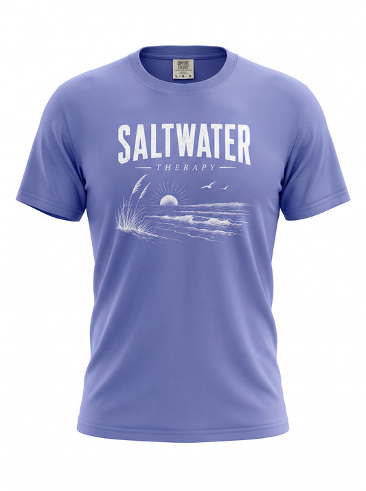 Saltwater Therapy Comfort Colors T-Shirt | Vintage Coastal Beach Tee