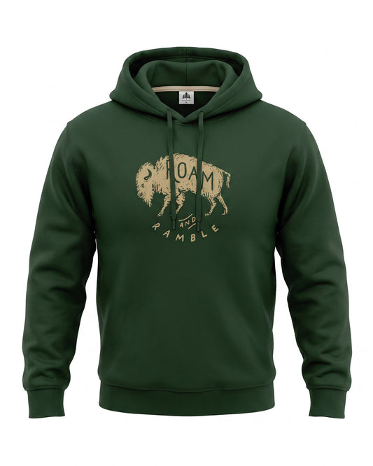 Roam & Ramble Bison Hoodie | Vintage Buffalo Outdoor Adventure Sweatshirt