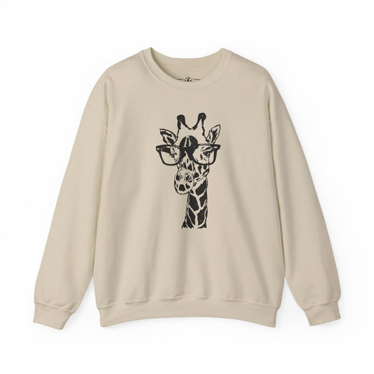 Cool Giraffe with Glasses | Funny Animal Crewneck Sweatshirt