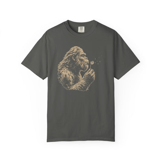 Bigfoot Blowing Dandelion Comfort Colors T-Shirt | Vintage Sasquatch Tee