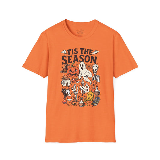 'Tis the Season | Cute Halloween Pumpkin Ghost & Skeleton Graphic Shirt