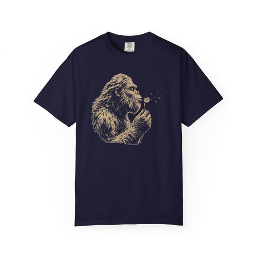 Bigfoot Blowing Dandelion Comfort Colors T-Shirt | Vintage Sasquatch Tee