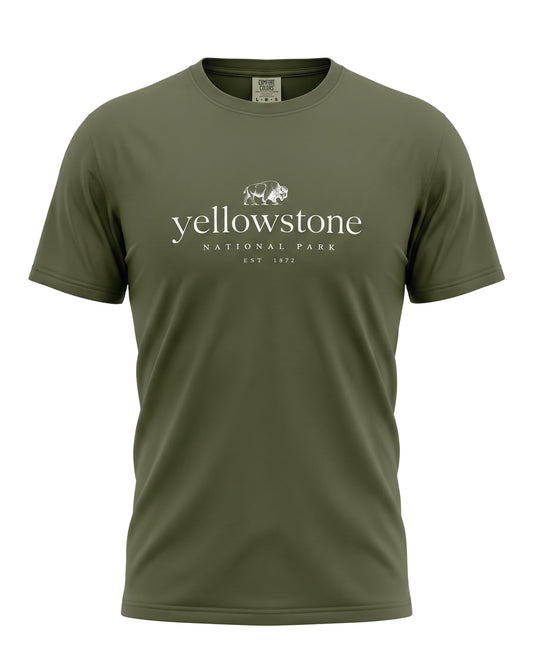 Yellowstone National Park Bison Logo Comfort Colors T-Shirt | Minimalist Park Tee