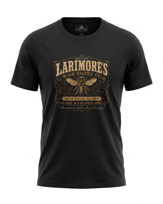 Larimore's Wild Honey Co. Comfort Colors T-Shirt | Vintage Bee Farm Logo Tee