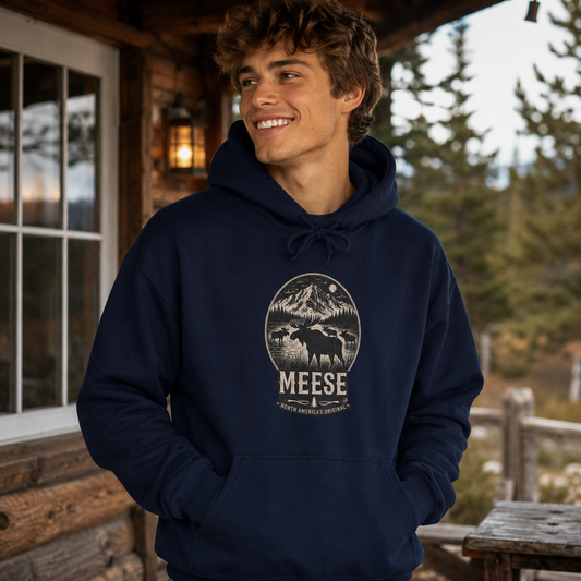 Meese Hoodie | Funny Vintage Moose Graphic Hooded Sweatshirt