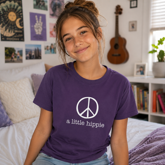 Little Hippie Youth T-Shirt | Peace Sign Graphic Tee for Kids