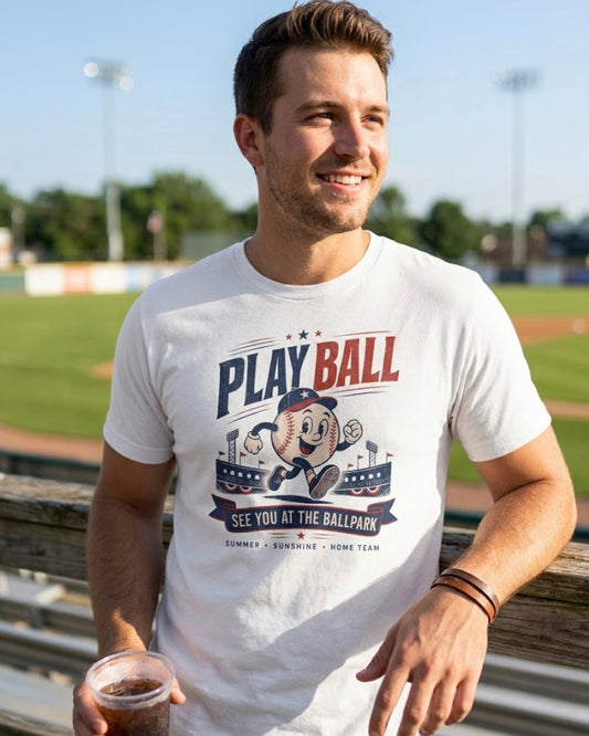 Play Ball Vintage Baseball T-Shirt | Retro Ballpark Graphic Tee